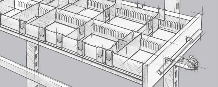 Shoptec Huwil fiók elosztó, elválasztó rendszerét bemutató rajz